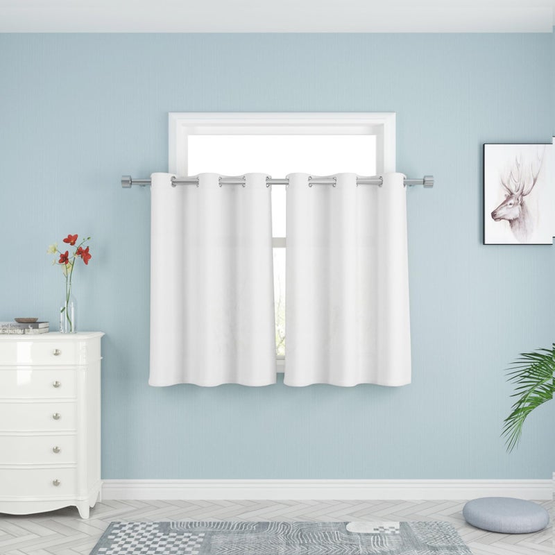 UPOPO White Kitchen Tier Curtains Over Sink 36 inches Long Linen Textured Cafe Curtains Short Bathroom Privacy Small Mini Half Window Curtain Cabinet Caravan Basement 2 Panels Grommet Top - Image 1
